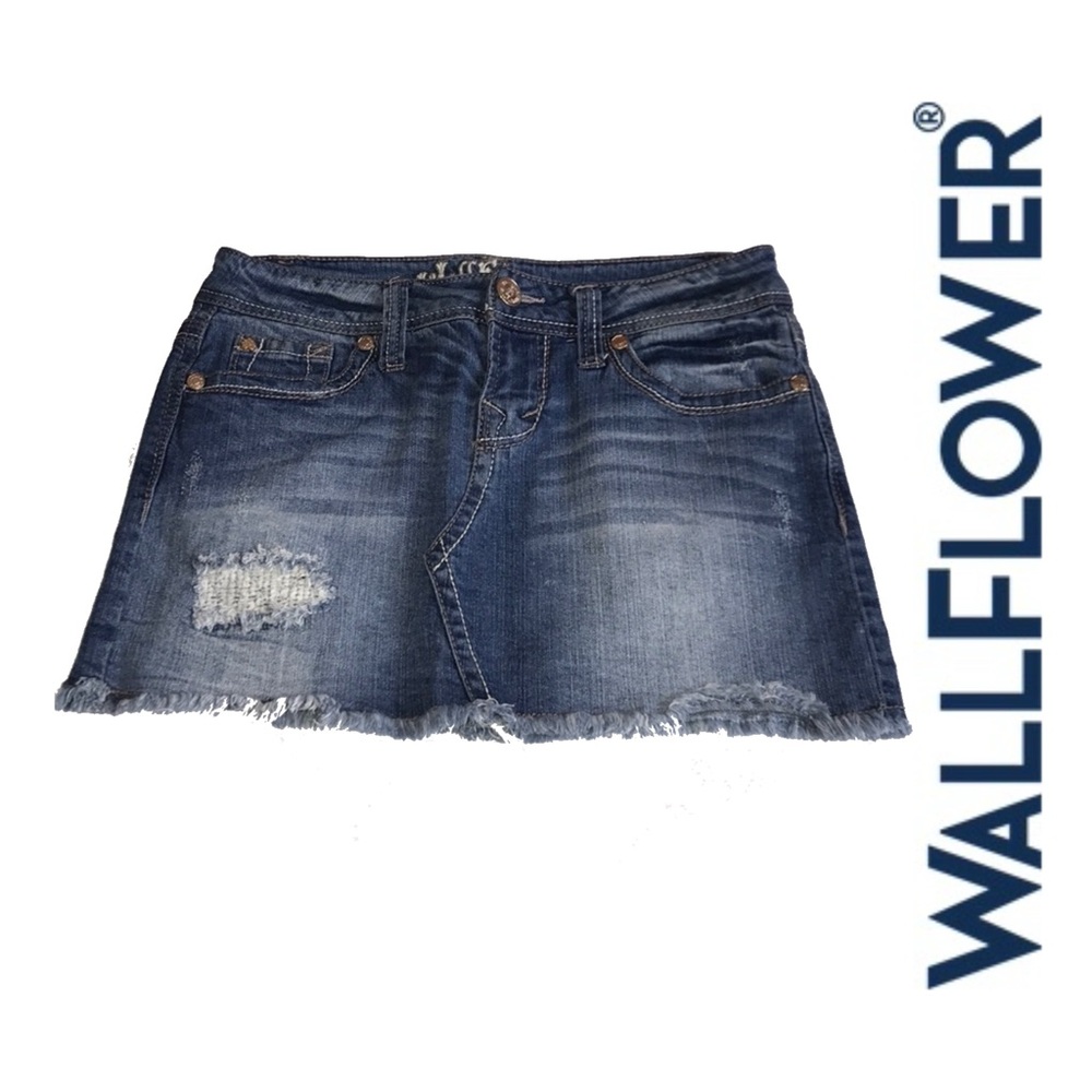 Wall‎ Flower Jeans Mini Skirt Distressed 5 0261